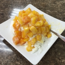 Mango shaved ice on a very hot day