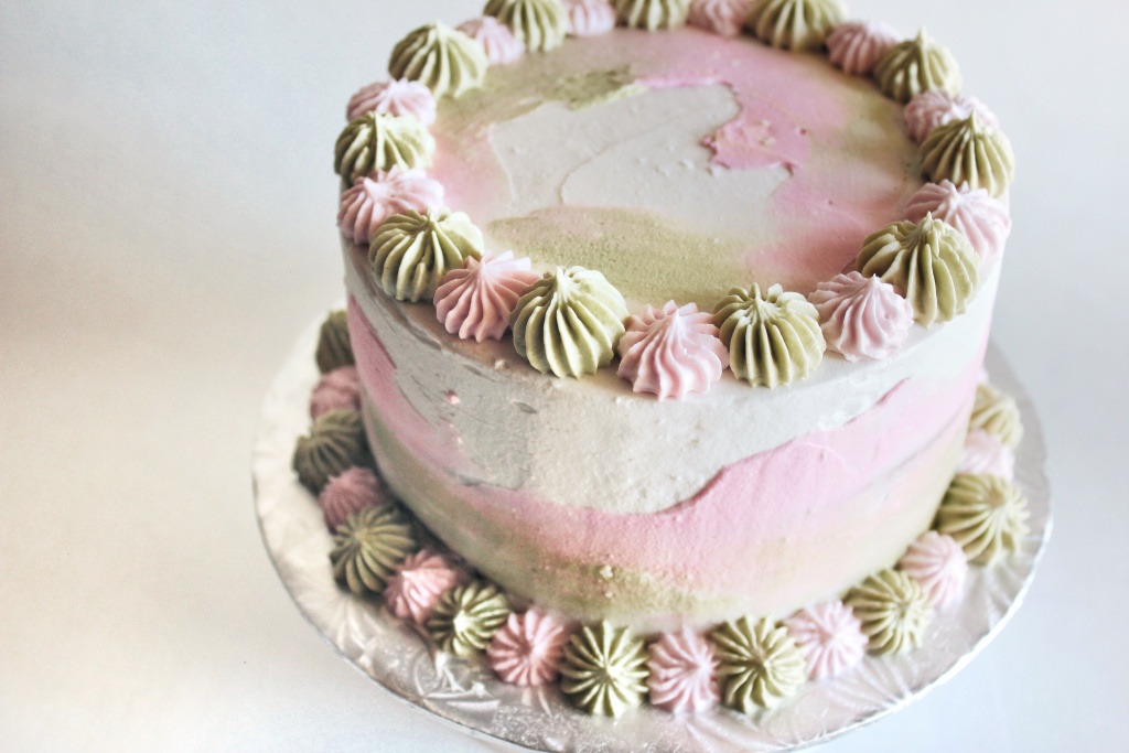 Vegan chocolate cake with matcha coconut frosting!