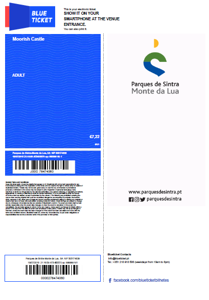 e-ticket screenshot from Parques de Sintra.